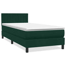 vidaXL sötétzöld bársony rugós és LED-es ágy matraccal 80x220 cm