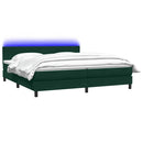 vidaXL sötétzöld bársony rugós és LED-es ágy matraccal 180x220 cm
