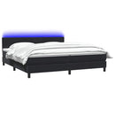 vidaXL fekete bársony rugós és LED-es ágy matraccal 200x220 cm