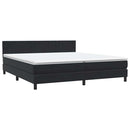 vidaXL fekete bársony rugós és LED-es ágy matraccal 200x220 cm