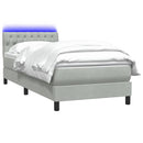 vidaXL világosszürke bársony rugós és LED-es ágy matraccal 80x210 cm