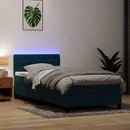 vidaXL sötétkék bársony rugós és LED-es ágy matraccal 80x210 cm
