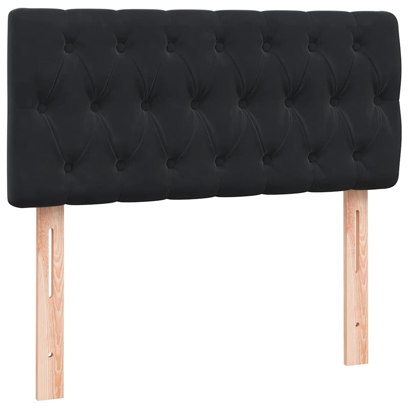 vidaXL fekete bársony rugós és LED-es ágy matraccal 90x210 cm