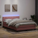 vidaXL rózsaszín bársony rugós és LED-es ágy matraccal 140x210 cm