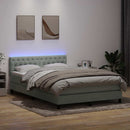 vidaXL világosszürke bársony rugós és LED-es ágy matraccal 160x210 cm