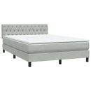 vidaXL világosszürke bársony rugós és LED-es ágy matraccal 160x210 cm