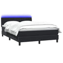 vidaXL fekete bársony rugós és LED-es ágy matraccal 160x210 cm