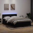 vidaXL fekete bársony rugós és LED-es ágy matraccal 160x210 cm