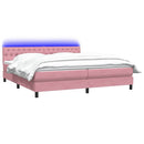 vidaXL rózsaszín bársony rugós és LED-es ágy matraccal 180x210 cm