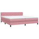 vidaXL rózsaszín bársony rugós és LED-es ágy matraccal 180x210 cm