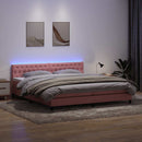 vidaXL rózsaszín bársony rugós és LED-es ágy matraccal 180x210 cm