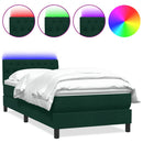 vidaXL sötétzöld bársony rugós és LED-es ágy matraccal 80x220 cm