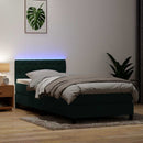 vidaXL sötétzöld bársony rugós és LED-es ágy matraccal 80x220 cm