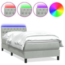 vidaXL világosszürke bársony rugós és LED-es ágy matraccal 90x220 cm
