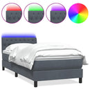 vidaXL sötétszürke bársony rugós és LED-es ágy matraccal 90x220 cm