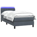 vidaXL sötétszürke bársony rugós és LED-es ágy matraccal 90x220 cm