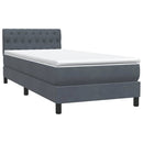 vidaXL sötétszürke bársony rugós és LED-es ágy matraccal 90x220 cm