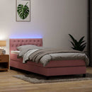 vidaXL rózsaszín bársony rugós és LED-es ágy matraccal 90x220 cm