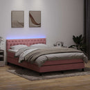 vidaXL rózsaszín bársony rugós és LED-es ágy matraccal 140x220 cm
