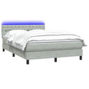 vidaXL világosszürke bársony rugós és LED-es ágy matraccal 160x220 cm