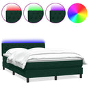 vidaXL sötétzöld bársony rugós és LED-es ágy matraccal 160x220 cm