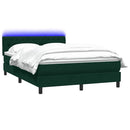 vidaXL sötétzöld bársony rugós és LED-es ágy matraccal 160x220 cm
