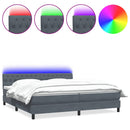 vidaXL sötétszürke bársony rugós és LED-es ágy matraccal 180x220 cm