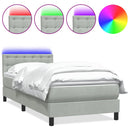 vidaXL világosszürke bársony rugós és LED-es ágy matraccal 80x210 cm