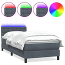 vidaXL sötétszürke bársony rugós és LED-es ágy matraccal 80x210 cm