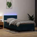 vidaXL sötétkék bársony rugós és LED-es ágy matraccal 80x210 cm