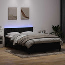 vidaXL fekete bársony rugós és LED-es ágy matraccal 160x210 cm