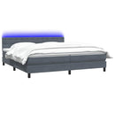 vidaXL sötétszürke bársony rugós és LED-es ágy matraccal 180x210 cm