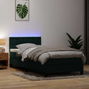 vidaXL sötétzöld bársony rugós és LED-es ágy matraccal 80x220 cm