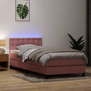 vidaXL rózsaszín bársony rugós és LED-es ágy matraccal 90x220 cm