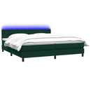 vidaXL sötétzöld bársony rugós és LED-es ágy matraccal 180x220 cm