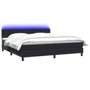 vidaXL fekete bársony rugós és LED-es ágy matraccal 200x220 cm