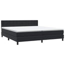 vidaXL fekete bársony rugós és LED-es ágy matraccal 200x220 cm