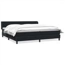 vidaXL fekete bársony rugós ágy matracokkal 200x220 cm