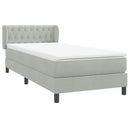 vidaXL világosszürke bársony rugós ágy matraccal 90x220 cm