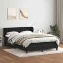vidaXL fekete bársony rugós ágy matraccal 160x210 cm