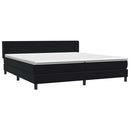 vidaXL fekete bársony rugós ágy matraccal 200x220 cm