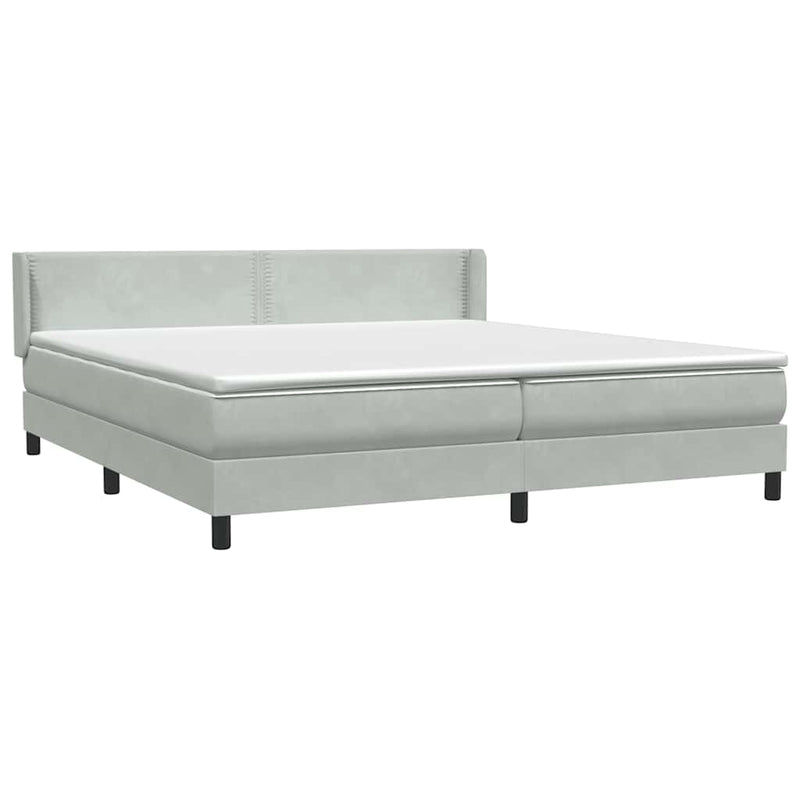 vidaXL Box Spring ágy matraccal Világosszürke 180x220 cm bársony
