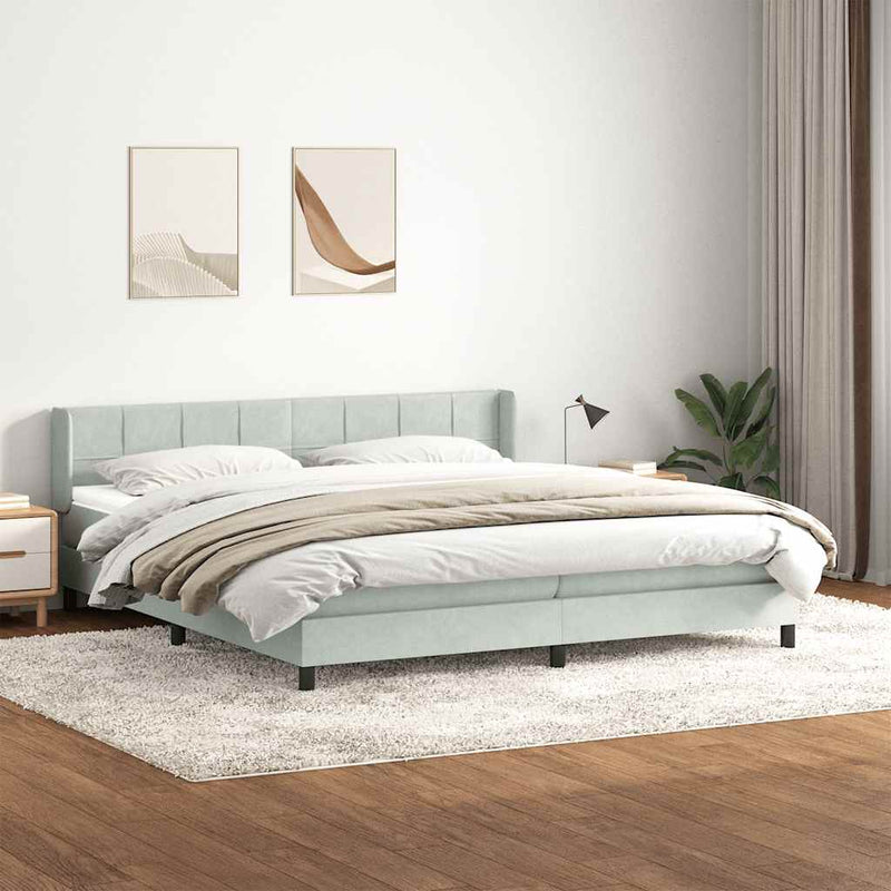 vidaXL Box Spring ágy matraccal Világosszürke 180x220 cm bársony