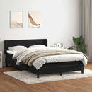 vidaXL fekete bársony rugós ágy matraccal 160x210 cm