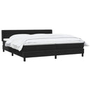 vidaXL fekete bársony rugós ágy matraccal 200x220 cm