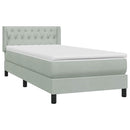 vidaXL világosszürke bársony rugós ágy matraccal 90x220 cm