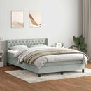 vidaXL világosszürke bársony rugós ágy matraccal 160x220 cm