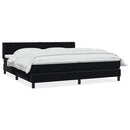 vidaXL fekete bársony rugós ágy matraccal 200x220 cm