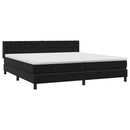 vidaXL fekete bársony rugós ágy matraccal 200x220 cm