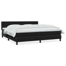vidaXL fekete bársony rugós ágy matraccal 200x220 cm